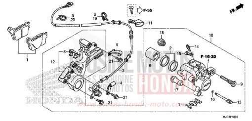 REAR BRAKE CALIPER (CBR600RA) CBR600RAD de 2013